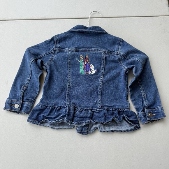Girls' Peplum Denim Jacket – Disney's "Frozen" Embroidered (4T) - Picture 2 of 6